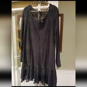 Cotton and Lace Blue/Grey Dress UNIQUE size M/L